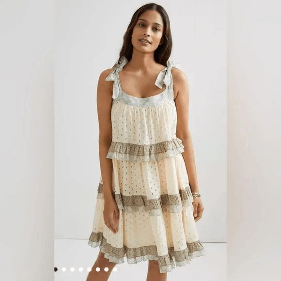 Anthropologie Dresses & Skirts - Anthropologie Forever That Girl Effie Eyelet Ruffle Mini Dress Womens Size Large